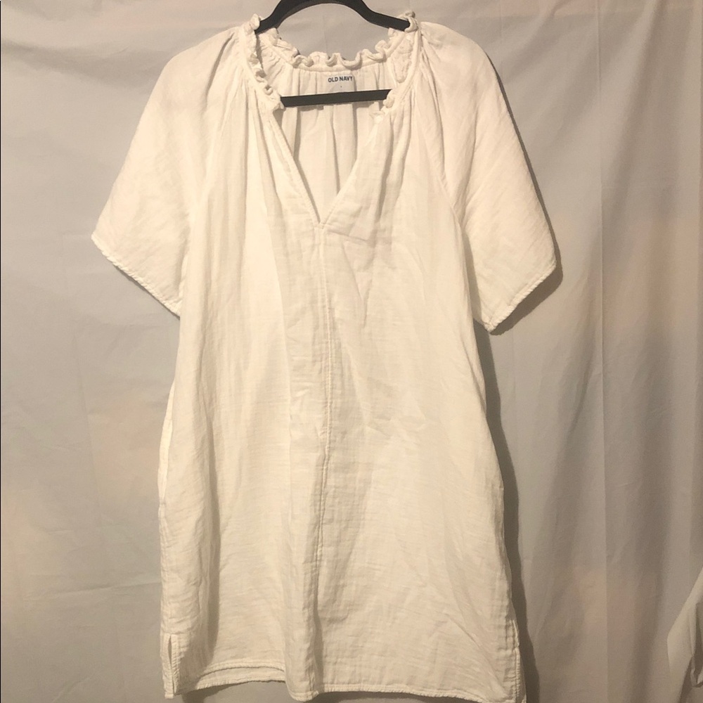 Old Navy White Cotton Midi Dress